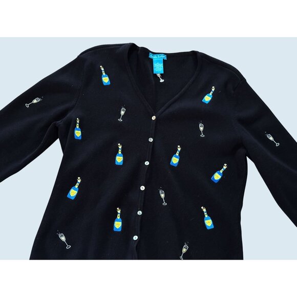 Vintage ALEXANDRA BARTLETT Y2K Champagne Embroidered Sweater Sz M - Picture 3 of 7